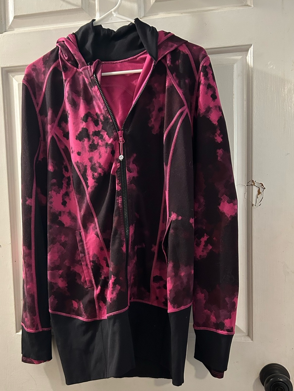 lululemon athletica Pink and Black Hooded Zip-Up Jacket